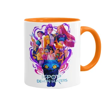 kpop Demon Hunters Huntrix, Κούπα χρωματιστή πορτοκαλί, κεραμική, 330ml