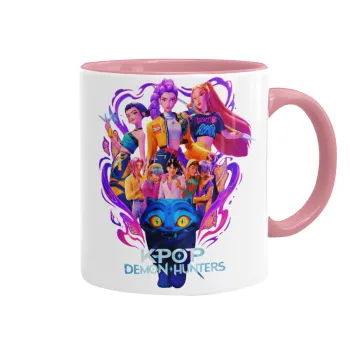 kpop Demon Hunters Huntrix, Κούπα χρωματιστή ροζ, κεραμική, 330ml