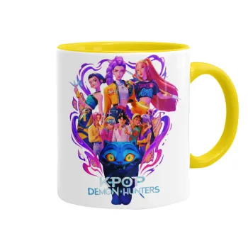 kpop Demon Hunters Huntrix, Κούπα χρωματιστή κίτρινη, κεραμική, 330ml