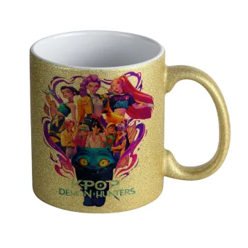 kpop Demon Hunters Huntrix, Κούπα Χρυσή Glitter που γυαλίζει, κεραμική, 330ml