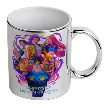 kpop Demon Hunters Huntrix, Mug ceramic, silver mirror, 330ml