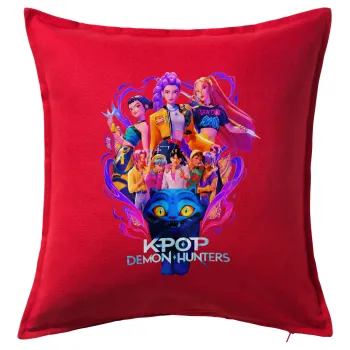 kpop Demon Hunters Huntrix, Sofa cushion RED 50x50cm includes filling