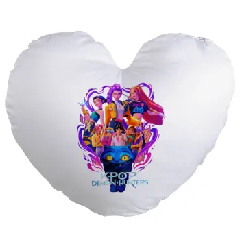 kpop Demon Hunters Huntrix, Μαξιλάρι καναπέ καρδιά 40x40cm περιέχεται το  γέμισμα