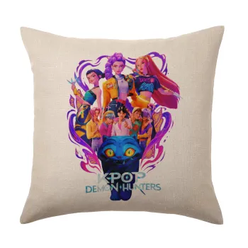kpop Demon Hunters Huntrix, Μαξιλάρι καναπέ ΛΙΝΟ 40x40cm περιέχεται το  γέμισμα