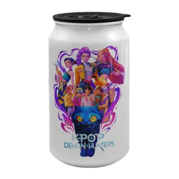 kpop Demon Hunters Huntrix, Κούπα ταξιδιού μεταλλική με καπάκι (tin-can) 500ml
