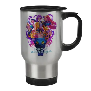 kpop Demon Hunters Huntrix, Stainless steel travel mug with lid, double wall 450ml