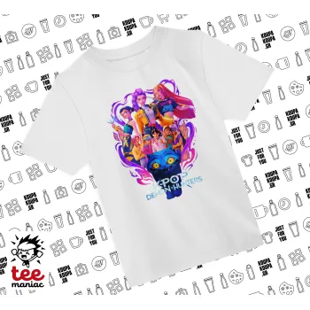 kpop Demon Hunters Huntrix, Άνετο παιδικό T-Shirt ΛΕΥΚΟ από 100% βαμβάκι, για κάθε μέρα. Vegan & OEKO-TEX πιστοποιημένο.