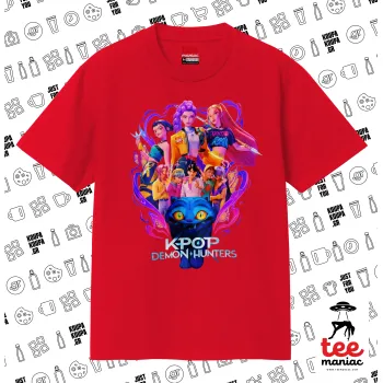 kpop Demon Hunters Huntrix, Κλασικό T-Shirt, διπλής ραφής, χωρίς πλευρικές ραφές ΚΟΚΚΙΝΟ από 100% βαμβάκι. Vegan & OEKO-TEX πιστοποιημένο.