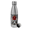 Metallic water bottle, stainless steel, 750ml