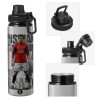Metallic water bottle with safety cap, 850ml aluminum