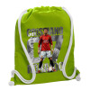 Backpack bag GYMBAG LIME GREEN, with pocket (40x48cm) & thick cords