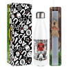 Easter candle, metallic white thermos bottle (500ml) & aromatic flat candle (30cm) (GRAY)