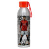 Aluminum Sports Bottle 650ml – Silver with Red Cap and Silicone Strap