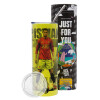 Neon Yellow Travel Tumbler, with metal straw (Stainless steel 304 Food grade, BPA free, 600ml)