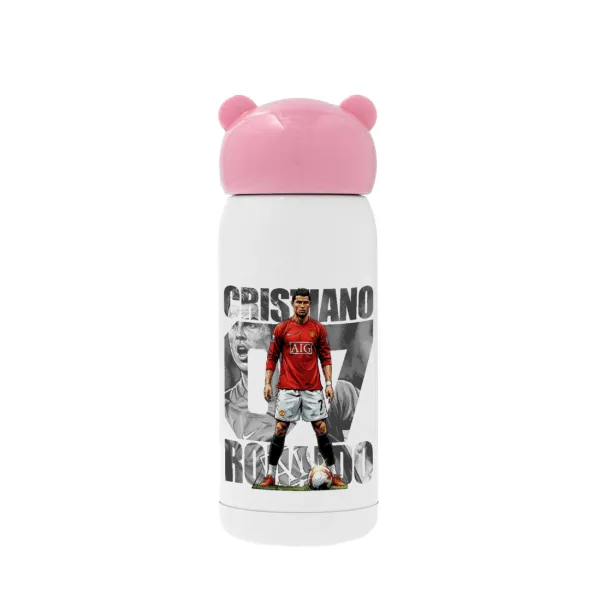 Cristiano Ronaldo (Κριστιάνο Ρονάλντο) — Ροζ ανοξείδωτο παγούρι θερμό (Stainless steel), 320ml