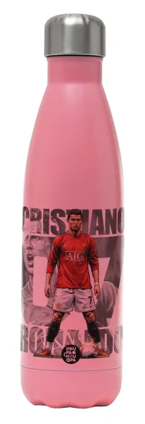 Cristiano Ronaldo (Κριστιάνο Ρονάλντο) — Metal mug thermos Pink Mat (Stainless steel), double wall, 500ml