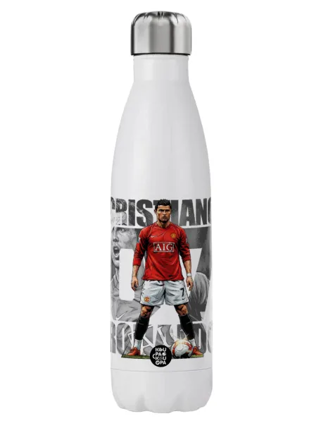 Cristiano Ronaldo (Κριστιάνο Ρονάλντο) — Μεταλλικό παγούρι θερμός (Stainless steel), διπλού τοιχώματος, 750ml