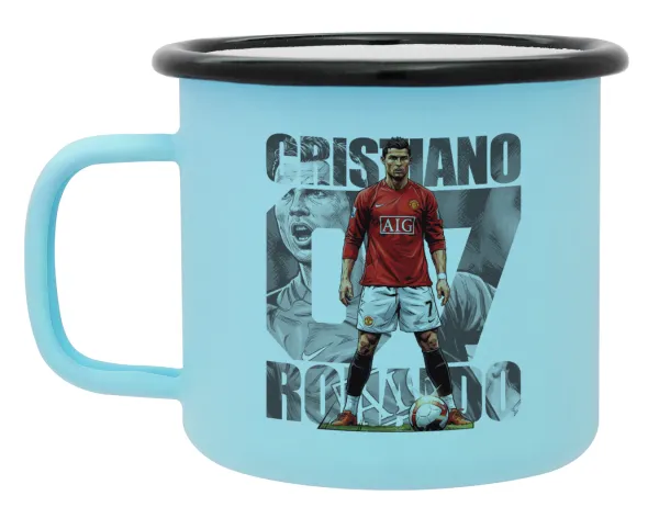 Cristiano Ronaldo (Κριστιάνο Ρονάλντο) — Κούπα Μεταλλική εμαγιέ ΜΑΤ σιέλ 360ml