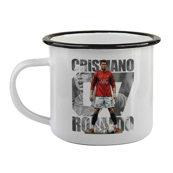 Cristiano Ronaldo (Κριστιάνο Ρονάλντο) — Enamel mug with black rim, 360ml