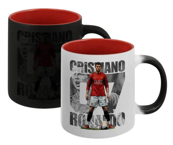 Cristiano Ronaldo (Κριστιάνο Ρονάλντο) — Κούπα Μαγική εσωτερικό κόκκινο, κεραμική, 330ml που αλλάζει χρώμα με το ζεστό ρόφημα