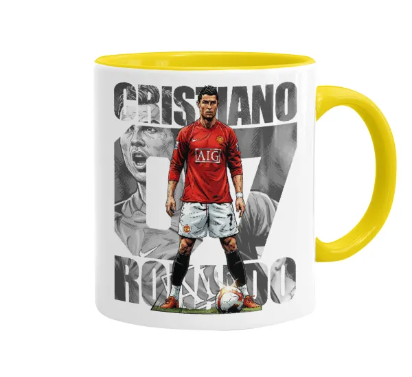 Cristiano Ronaldo (Κριστιάνο Ρονάλντο) — Mug colored yellow, ceramic, 330ml