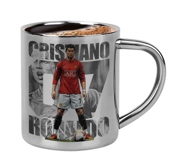 Cristiano Ronaldo (Κριστιάνο Ρονάλντο) — Double-wall metal cup for espresso (220ml)