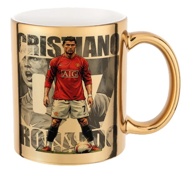 Cristiano Ronaldo (Κριστιάνο Ρονάλντο) — Mug ceramic, gold mirror, 330ml