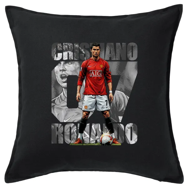 Cristiano Ronaldo (Κριστιάνο Ρονάλντο) — Μαξιλάρι καναπέ Μαύρο 100% βαμβάκι, περιέχεται το γέμισμα (50x50cm)