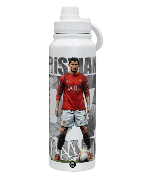 Cristiano Ronaldo (Κριστιάνο Ρονάλντο) — 1L Stainless Steel Thermal Bottle with Phone Holder & Double Wall Insulation