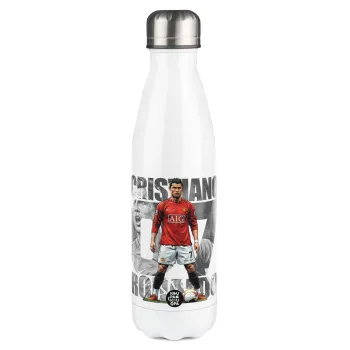 Cristiano Ronaldo (Κριστιάνο Ρονάλντο), Metal mug thermos White (Stainless steel), double wall, 500ml