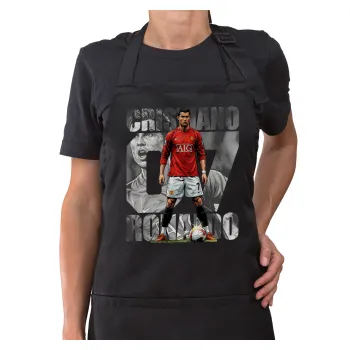 Cristiano Ronaldo (Κριστιάνο Ρονάλντο), Ποδιά μακριά Σεφ ολόσωμη με τσέπες Μαύρη (ΕΝΗΛΙΚΩΝ)