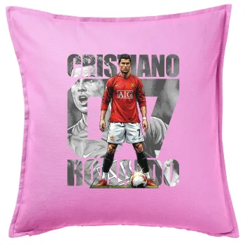 Cristiano Ronaldo (Κριστιάνο Ρονάλντο), Μαξιλάρι καναπέ ΡΟΖ 100% βαμβάκι, περιέχεται το γέμισμα (50x50cm)