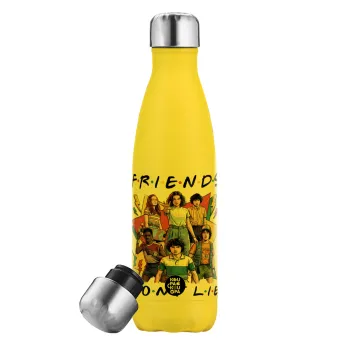Friends Dont Lie, Stranger Things, Yellow Stainless Steel Metallic Thermos, double-walled, 500ml