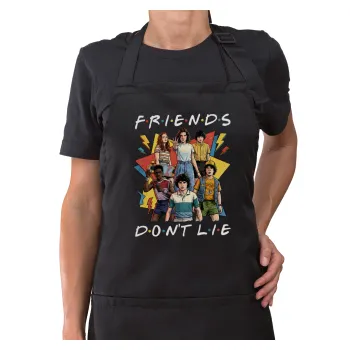 Friends Dont Lie, Stranger Things, Ποδιά μακριά Σεφ ολόσωμη με τσέπες Μαύρη (ΕΝΗΛΙΚΩΝ)