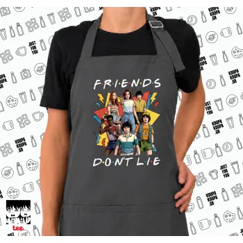 Friends Dont Lie, Stranger Things, Ποδιά μακριά Σεφ ολόσωμη με τσέπες GREY (ΕΝΗΛΙΚΩΝ)