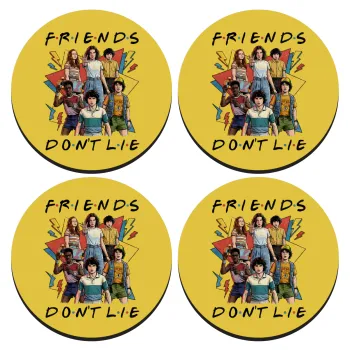Friends Dont Lie, Stranger Things, ΣΕΤ 4 Σουβέρ ξύλινα στρογγυλά (9cm)