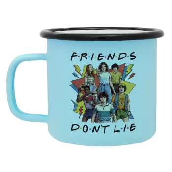 Friends Dont Lie, Stranger Things, Κούπα Μεταλλική εμαγιέ ΜΑΤ σιέλ 360ml