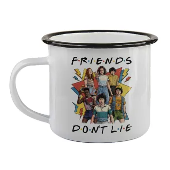 Friends Dont Lie, Stranger Things, Κούπα εμαγιέ με μαύρο χείλος 360ml