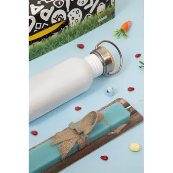 Friends Dont Lie, Stranger Things, Easter Set, SS Metallic water bottle (620ml, stainless steel) & scented flat Easter candle (30cm) (TURQUOISE)