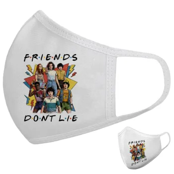 Friends Dont Lie, Stranger Things, Μάσκα υφασμάτινη υψηλής άνεσης παιδική (Δώρο πλαστική θήκη)