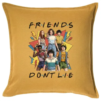 Friends Dont Lie, Stranger Things, Sofa cushion YELLOW 50x50cm includes filling