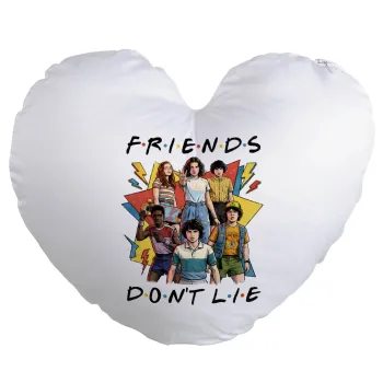 Friends Dont Lie, Stranger Things, Μαξιλάρι καναπέ καρδιά 40x40cm περιέχεται το  γέμισμα