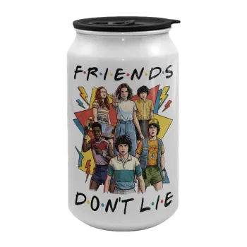 Friends Dont Lie, Stranger Things, Κούπα ταξιδιού μεταλλική με καπάκι (tin-can) 500ml