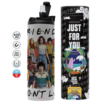 Friends Dont Lie, Stranger Things, Tumbler stainless steel GREY 600ml