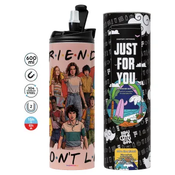 Friends Dont Lie, Stranger Things, Tumbler stainless steel PINK 600ml