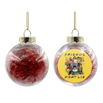 Friends Dont Lie, Stranger Things, Transparent Christmas tree ball ornament with red filling 8cm