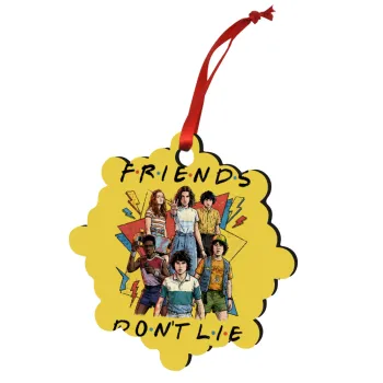 Friends Dont Lie, Stranger Things, Christmas ornament snowflake wooden 7.5cm