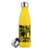 Yellow Stainless Steel Metallic Thermos, double-walled, 500ml