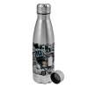 Metallic water bottle, stainless steel, 750ml