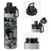 Metallic water bottle with safety cap, 850ml aluminum